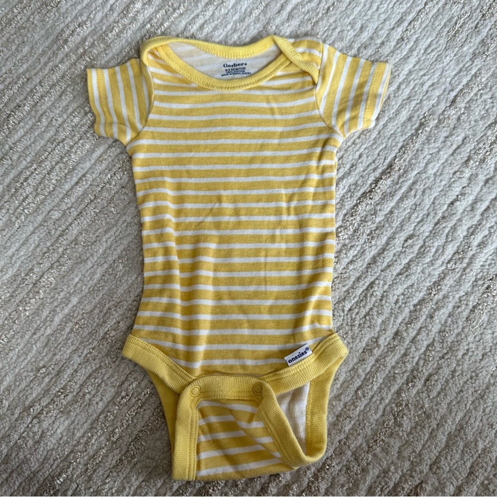 Gerber Baby 0-3M  Yellow Striped Onesie